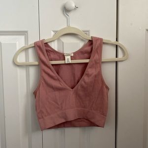 Bozzolo Pink V-Neck Crop Top Brallete Small Medium